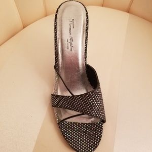 Norman Kaplan Black Glitter Mule